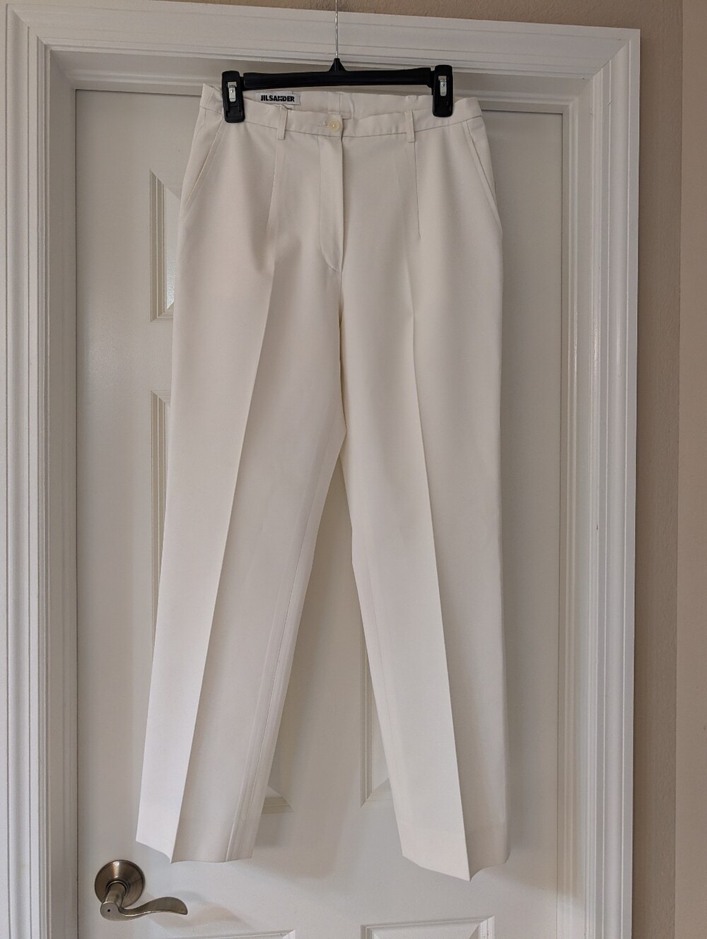 Jil Sander Cream High Waisted Straight Leg Trousers Size 8